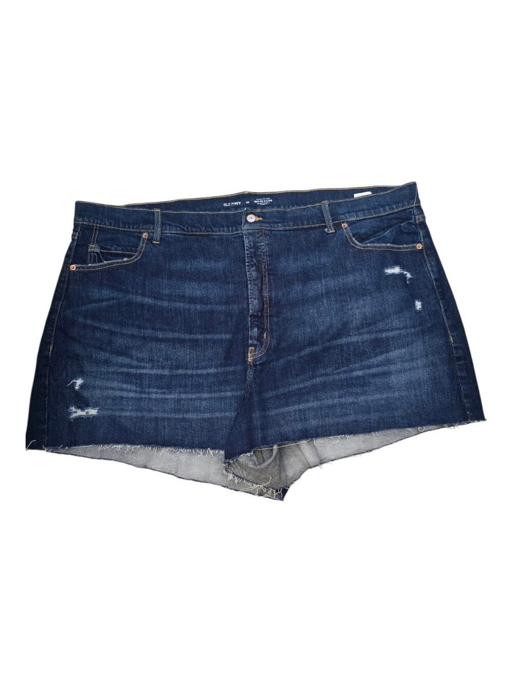 Old Navy Dark Wash Distressed Denim Button Fly Shorts, Size 28, NWOT